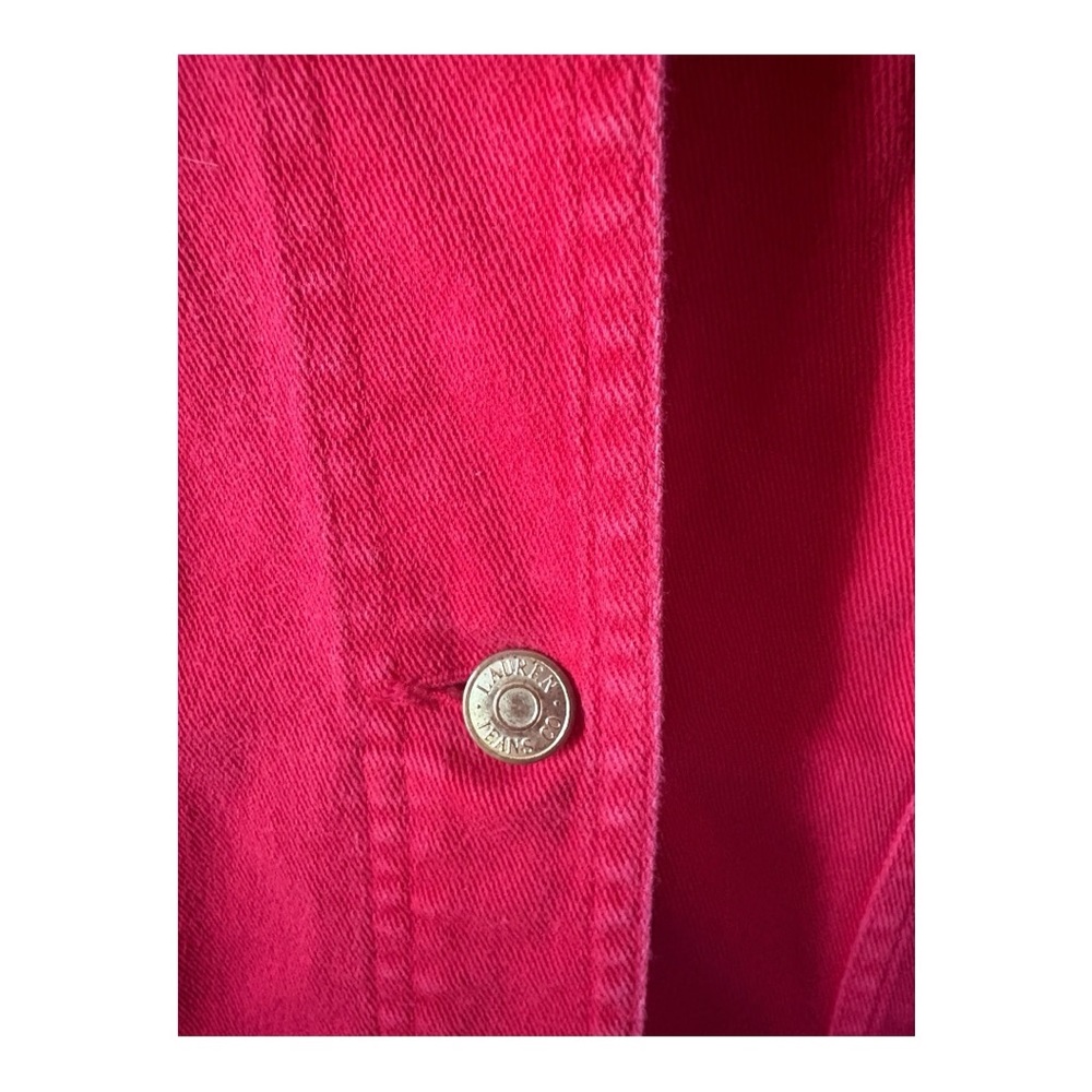 Lauren Ralph Lauren Red Denim Jacket Medium Classic Trucker - Picture 7 of 13